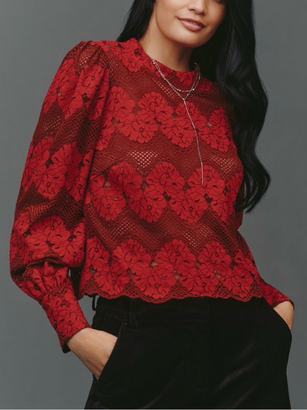 Anthropologie Dolan Left Coast Mock Neck Lace Blouse Top Size Small New With Tag